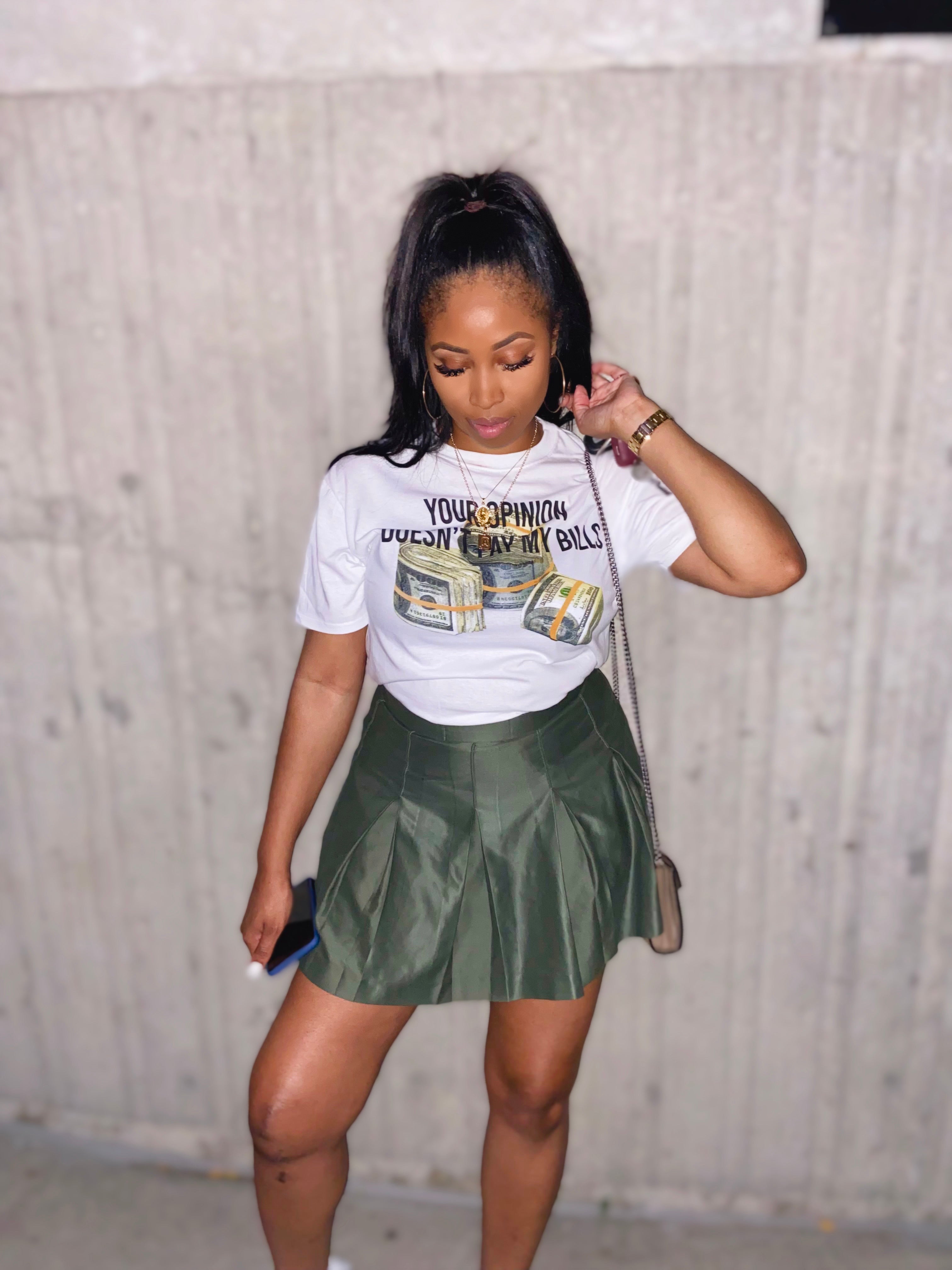 Leather skirt hotsell graphic tee